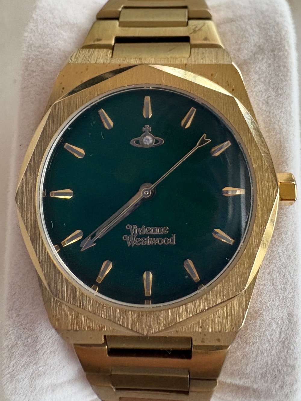 Vivienne Westwood Orb Gold Tone Bracelet Watch with Green Dial